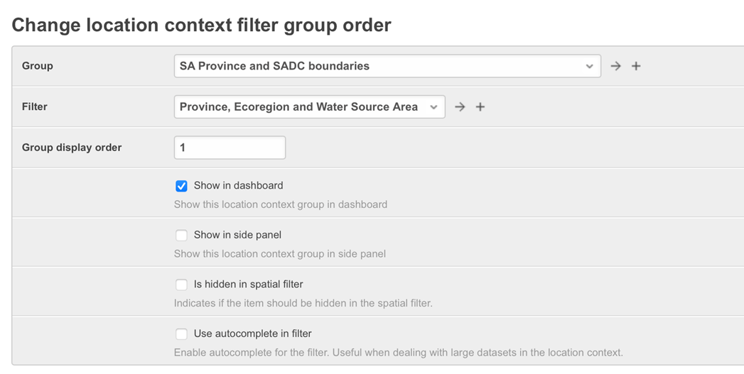 Location context filter group orders 2