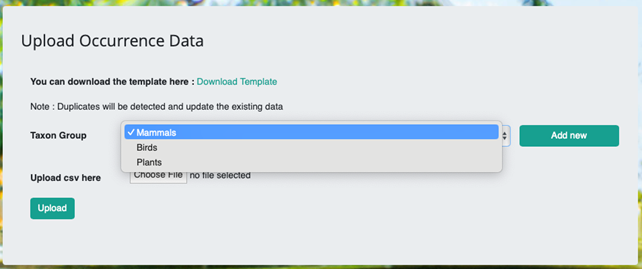 Occurrence Data Uploading 2